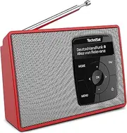 TechniSat DIGITRADIO 2 Portable DAB+/FM Radio with Battery (with Bluetooth Audio Streaming, Alarm Function, OLED Display, Headphone Jack, Speaker 1 W RMS) Red/Silver