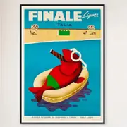Galrie Vintage Finale Ligure Italy Travel Poster - Stunning Coastal Wall Art, Black Frame, A4 21 x 30cm (8 x 12inch)
