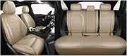Full Coverage Car Seat Cover， Car Seat Cover Compatible for Ford Mk4 Focus Mk2 Edge Fiesta Mustang Fusion Waterproof Custom Luxury Leather Man Auto Accessories(5Pcs-Beige)