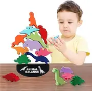Wooden Stacking Dinosaur Toys for 3 4 5 6 7 8Years Old Boys Girls, Montessori Blocks Toys for Kids Toddlers, STEM Preschool Educational Toys Birthday Xmas Gifts