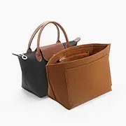lumanothy Bag Organiser Shopper, Handbag Organiser with Multi-Pocket, Felt Longchamp Organiser for Longchamp, Polene, Mommy Bag, Shopping Bag, Brown, L