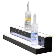 39" 2 Step Glowing LED Lighted Back Home Bar Liquor Bottle Display Shelf Rack