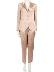 Pink Satin Two Piece Suit