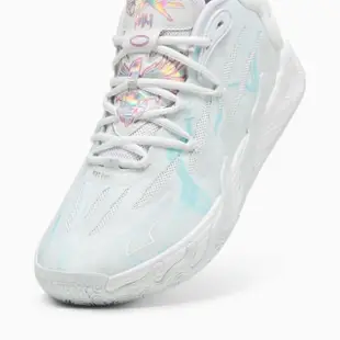 【PUMA】籃球鞋 男鞋 運動鞋 緩震 MB.03 IRIDESCENT 藍白 37990401