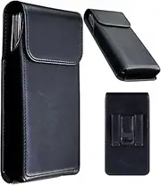 Phone Holster for iPhone 16 Pro 16 15 Pro,15,14 Pro,14, 13 Pro, 13,12 Pro,12,11 Pro,11, Xr, Leather Phone Holster with Belt Clip，Pouch Case for Men Belt(Black, XL)