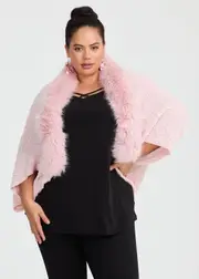 [Taking Shape] Taking Shape Fur Trim Cape in Blush - Women's Accessories Blush