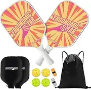 Ergonomicstar Pickleball Racket Set, Fibreglass Pickleball Racket with 4 Balls and Carry Bag, Paddle Protection, Lightweight Pick-up Racket for Beginners, Indoor and Outdoor Use