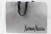 Neiman Marcus Paper Grey Silver Shopping Bag Black Cloth Handles Medium 16x12x6"