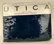 Vintage Utica Percale Twin Extra Long Fitted Sheet No Iron Navy Blue
