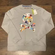 Robert Graham Knockout Skull Grey Long Sleeve Designer Crewneck Sweatshirt Sz XL