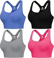 [Evercute] Adjustable Sports Bras for Women 3/4 Pack Racerback High Support Bras Padded Workout Bras Seamless Yoga Athletic Bra