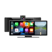 10.26 inch Wireless Carplay Screen for Car with 4K Dash Cam and 1080P Backup Camera, Portable Car Audio Receivers with Carplay and Android Auto