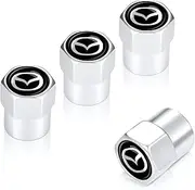 Tire Valve Stem Cap,Wheel Caps Compatible with Mazda CX-5 CX-7 CX-8 M6 MX5 RX7 RX8 A8 CX9 MX6 Series All Models, Metal Air Valve Cover Car Accessories,Not Made by Mazda,4 Pcs(Silver)