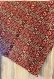 New Primitive Christmas RED GREEN COVERLET THROW Woven Tablecloth or Blanket