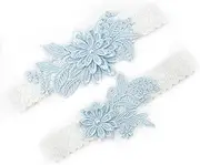 [WRNZL] White Wedding Garter Set for Bride - 2 Pieces Elasticity Lace Garters