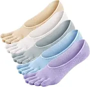 [PUTUO] Women's Toe Socks Invisible Trainer Socks Women Five Finger Socks Running Socks Cotton 4/5 Pairs