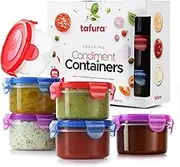 Salad Dressing Container to go, 6 Pack | 2.7 Oz. Dressing Containers for Lunch Box | Small Containers with Lids | Dip Containers for Lunch Box | Condiment Containers with Lids, Leakproof, BPA Free