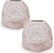 Rock Speakers Outdoor Waterproof Patio Solar Powered Rock Speaker Bluetooth Wireless 2 Pack,USB Rechargeable with TWS Pair Function for Outside Garden Deck BBQ(F)