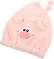 OSOLADY Coral Fleece Dry Hair Hat Blow Dryer Towels Hair Dryer Washcloths Shower Cap Bonnet Towel Hair Wraps for Women Wet Hair Cartoon Dry Hat Shower Hair Cap Pink