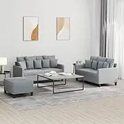 Generic 3 Piece Sofa Set with Cushions Light Grey Fabric,3201656