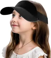 [newhsy] Adjustable Ice Silk Children's Sun Visors 5-12 Years Kids Sun Hat Wide Brim Golf Visor Tennis Cap for Boys Girls UPF 50+ for Sun Protection During Travel Sports, Black, One size