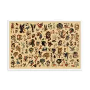 24x36 Framed Print - Sailor Jerry x Ed Hardy Old School Tattoo Flash 0442