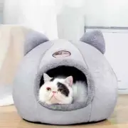 Grey Pet house, Cat Bed Pet Small Wool Nest CozyWinter House Kennel Bed for Pet