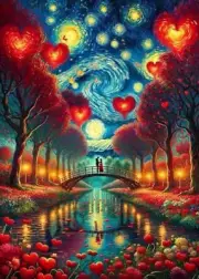 5D Starlit Sky Diamond Painting Kits for Adults, Valentine's Day Diamond