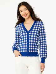 Gingham Scalloped Cardigan