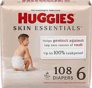 [HUGGIES] Size 6 Diapers, Skin Essentials Baby Diapers, Size 6 (35+ lbs), 108 Count (2 Packs of 54), Packaging May Vary