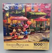 Thomas Kinkade 1000 Piece Puzzle Mickey Minnie Mouse Sweetheart Cafe Nonmint Box