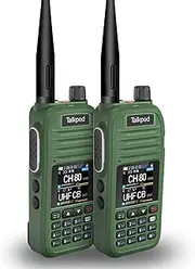 [Talkpod] A36SE 5Watt Handheld UHF CB Radio Twin Pack, 80 Channels, 1500mAh Battery, IP54, CTCSS/DCS, Dual Watch (Green)