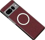 FLURIKA Magnetic Case for Google Pixel 7A, Compatible with MagSafe Carbon Fiber Slim Thin Lightweight Aramid Fiber PC Back Anti Scratch Drop Protection Rugged Shockproof Cover, Red