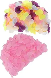 INOOMP Reusable Flower Swim Cap for Women Comfortable Stretchy and Fashionable for Swimming Bathing