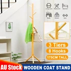 175CM Wooden Coat Rack Tripod Stand Storage Hanger Hat Jacket Bag Branch Holder