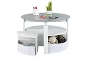 Giantex 5 Piece Round Nesting Table w/4 Storage Stools For Activity Grey