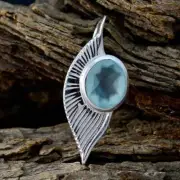 Real Aqua Chalcedony 925 Sterling Silver Round Shape Pendants Gifts For Laides