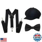 ICEVOG Kids Boys Suspenders and Bow Tie Set 1920s Great Gatsby Gangster Newsb