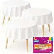 SOL 3pk White Round Table Cloth Disposable | 140cm Party Round Tablecloths For Circular Table | Round Table Cloths Circular Tablecloth Round Table Cloth White Round Tablecloth White Table Cloth Round