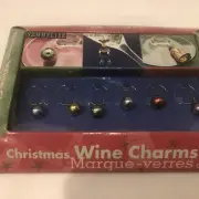 Nib Sommelier Wine Glass Christmas Ornament Colored Wine Charms Set of 6 Gift