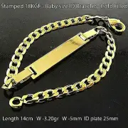 ID Bracelet 18K Yellow Gold Filled initial Identification Baby Kids Size Bangle