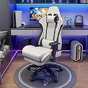 Gaming Chair Computer Chair with Footrest Breathable PVC Leather Video Game Chairs with Lumbar Support and Headrest 360 Degree Swivel Chair with Adjustable Ergonomic Backrest for Adults