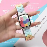 在飛比找蝦皮購物優惠-適用Apple watch678手錶錶帶夏天新款女樹脂彩虹小