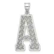 Sterling Silver Rhodium-Plated Letter A Initial Pendant