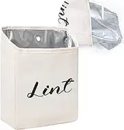 Kamehame Magnetic Lint Bin for Laundry Room Organization and Storage, Cotton Linen Lint Bag, Wall Mount Space Saving Washer Dryer Trash Can Collector
