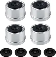 TOYMIS 4 set Trailer Hub Cap and Bearing Grease Plugs, 1.98" Bearing Caps for most 2000 to 3500 pound Axles Dexter, Hub Dust Caps with 4pcs Extra Rubber Grease Plugs