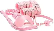 Bondage Kit BDSM Restraint Sex Bondage Set for Couples Whip Fluffy Handcuffs Rope Chain Handcuff Gag Fetish Kit Adult Couple Sex Toy (Pink)