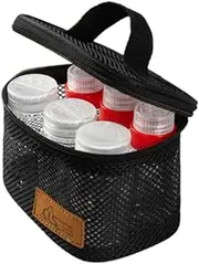 Kdjuope 6pcs Camping Spice Bottles with Carry Bag Camping Spice Set Spice Container for BBQ Picnic Travel Hiking, Black, as described