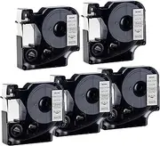 ExtraPrint 5 Pack Compatible Label Tape for Dymo SD18444 Vinyl Label Cassette for Dymo Rhino Industrial 4200, Rhino Industrial 5200, Rhino Industrial 6000 (Black on White, 12mm x 5.5m)