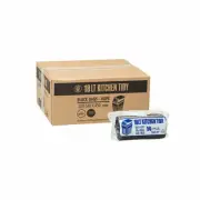 18L Kitchen Tidy Liner Small HDPE Garbage Bag Rolls Bin Liner BLACK, Ctn of 1000
